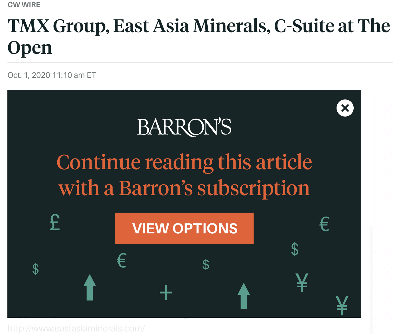 Barons - Baru Gold (East Asia Minerals) C-Suite at Open